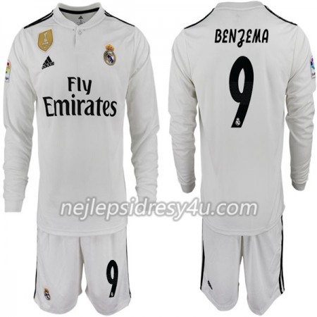 Fotbalový Dres Real Madrid BENZEMA 11 Dětské Domácí 2018/19 Dlouhý Rukáv